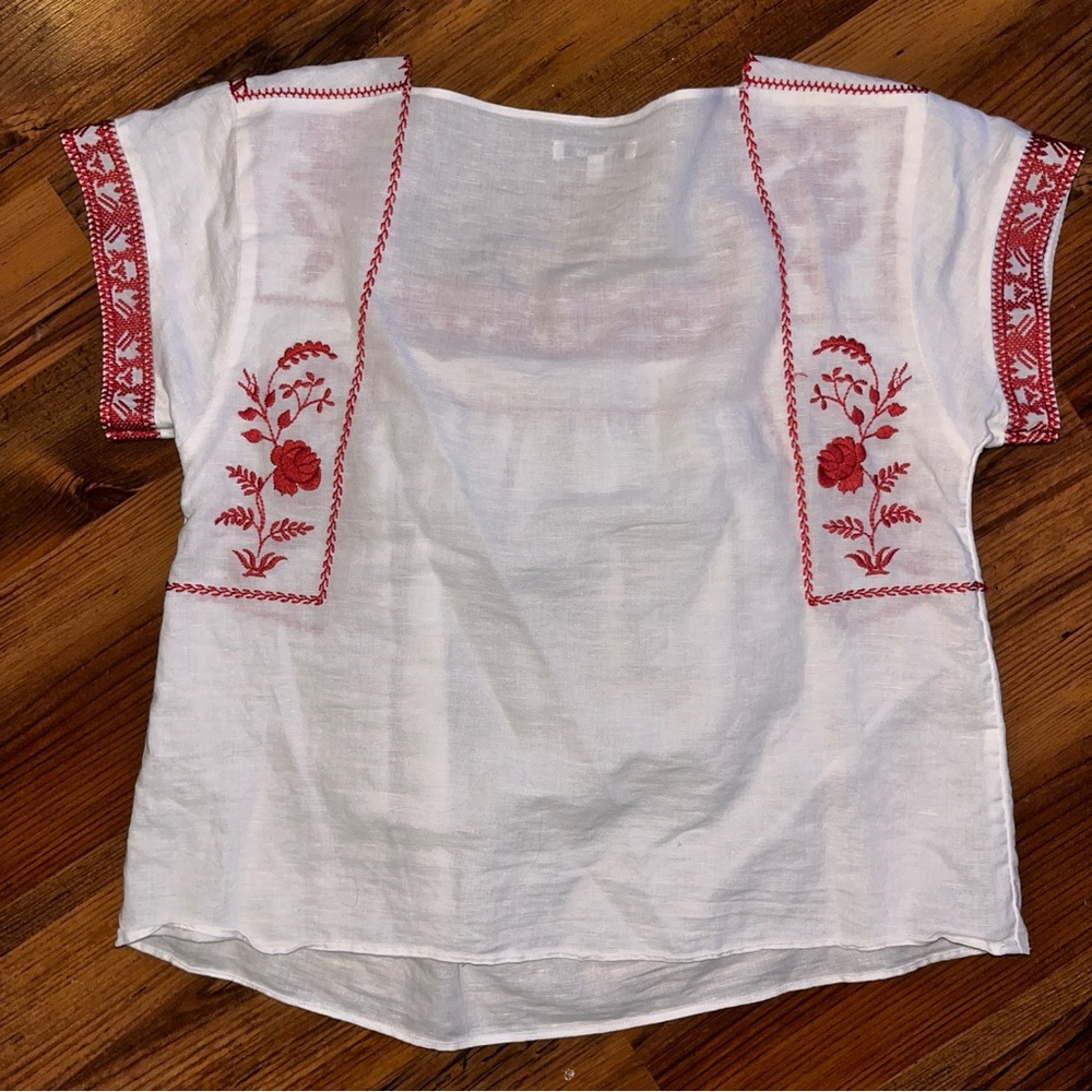 Madewell White Blouse with Red Embroidery - Picture 7 of 9